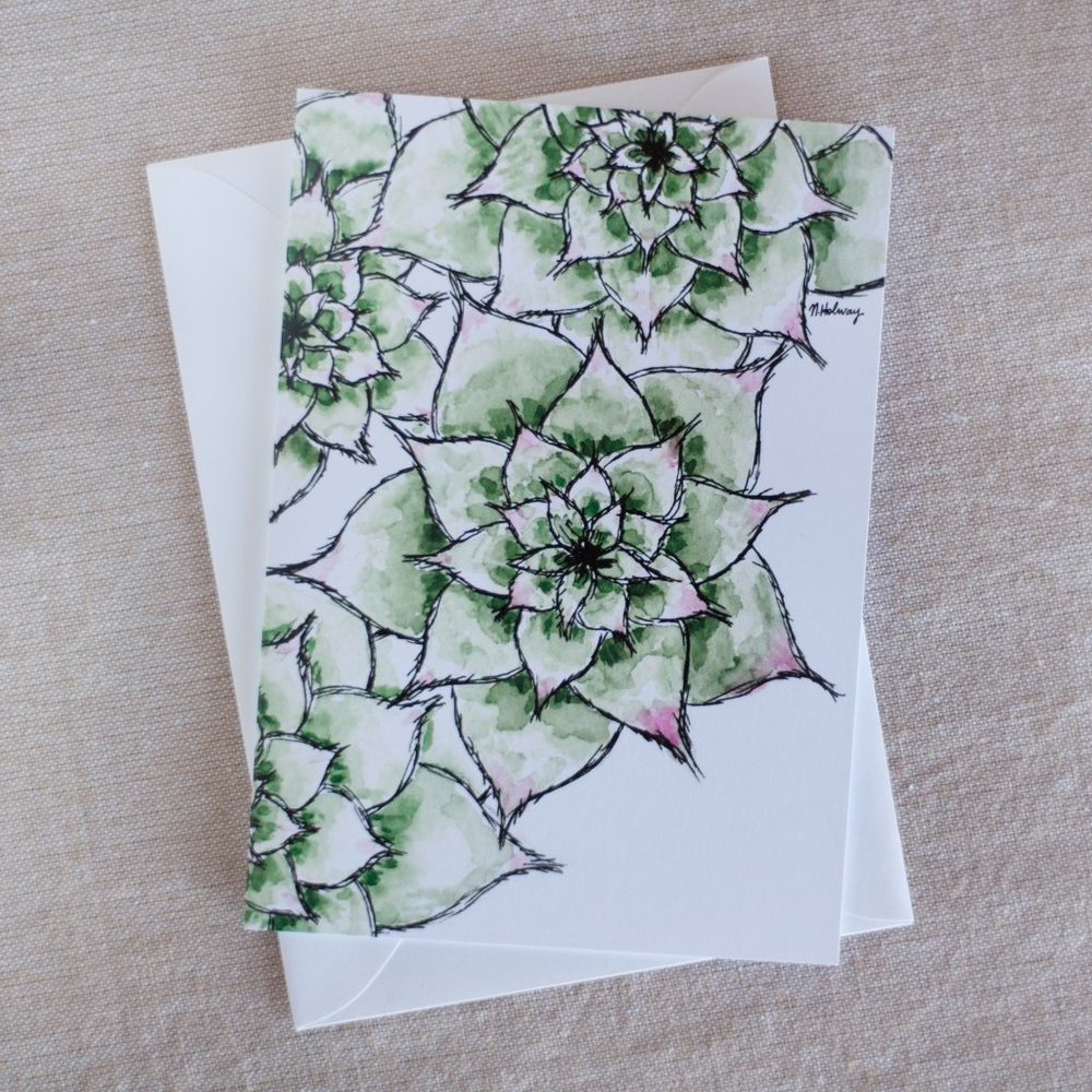 4/$20- Hens & Chicks Greeting Card